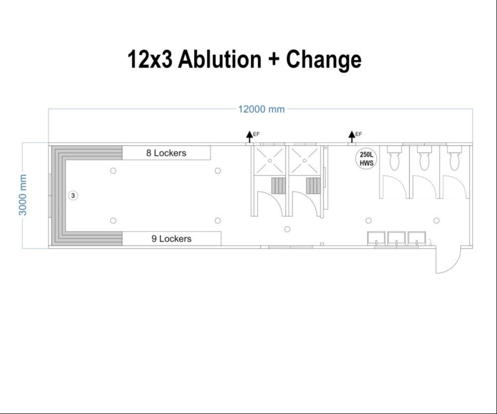 12x3 ablution and changeroom